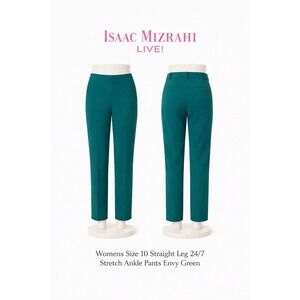 Isaac Mizrahi Live! Women 10 Envy‎ Green 24/7 Stretch Ankle Pants A516782 NEW